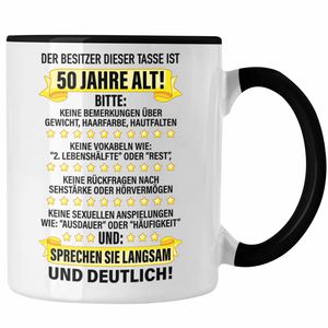 Trendation - 50. Geburtstag Männer Tasse Geschenk Geschenkidee 50er Geburtstag Spruch Perfektion Vater Papa Lustiger Spruch Witzig (Schwarz)