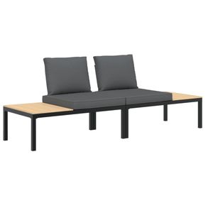 vidaXL 2-tlg. Garten-Sofagarnitur mit Kissen Schwarz Aluminium