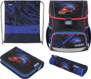 herlitz Schulranzen-Set Loop Plus High Speed Kunstfaser blau