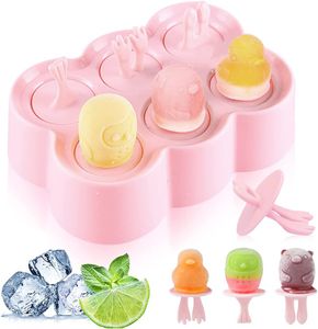 Eisform Kinder,6 Kleine Eisförmchen,Eisformen Silikon, Eis am Stiel Formen,Wiederverwendbar Popsicle Formen,Mini Eisform (Rosa)