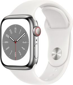 Apple Watch Series 8 Edelstahl Cellular 41mm Silber (Sportarmband weiß) *NEW*