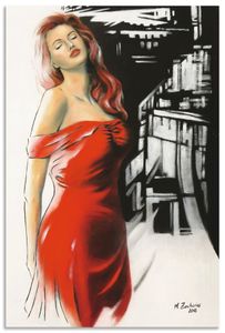 ARTland Wandbild Alu für Innen & Outdoor Schönheit im roten Kleid Größe: 20x30 cm