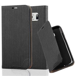 Cadorabo Hülle für Samsung Galaxy S6 EDGE Schutzhülle in Schwarz Cover Handyhülle Tasche Case Etui Standfunktion