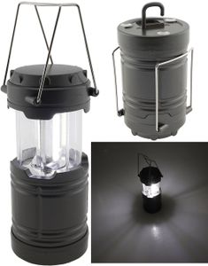 ChiliTec LED Camping Laterne Campinglampe 18cm Batterie 3x AA Mignon Ausziehbar Magnethalter Haken Licht Weiß