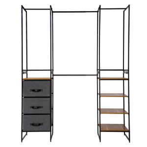 5five Simply Smart Modularer Kleiderschrank aus Metall, MDF-Platte schwarz 198cm x 180cm x 46,5cm