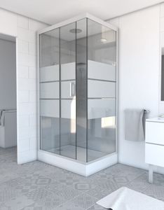 Dusche Komplett MARWELL Komplettdusche Fertigdusche Grey River 2 Rectangle 80 x 110 x 215 cm – Komplett Set inkl. Duschwanne und Armatur - Eckdusche mit Fronteinstieg - Duschkabine mit hochwertigen Aluminiumprofilen