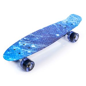 Skateboard Komplette 22" Mini Cruiser Board Retro Komplettboard für Anfänger Kinder Jugendliche Erwachsene, 56x15cm Meteor Multicolour B-GALAXY
