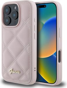 Case Guess GUHCP16XPSQSQSP Apple iPhone 16 Pro Max hardcase Quilted Metal Logo pink