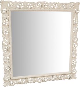 Spiegel barock 156x156x6 cm, Wandspiegel groß mit Holzrahmen, Ganzkörperspiegel, Weiß