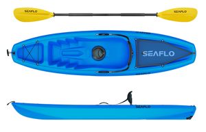 Seaflo Sit on Top Kajak mit Paddel und Angelrutenhalter -blau-
