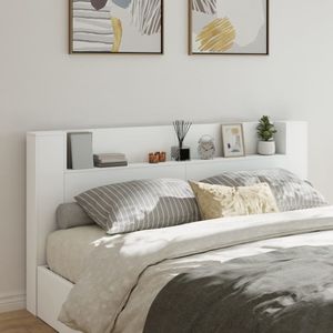 vidaXL LED čelo s policami biele 200x16,5x103,5 cm