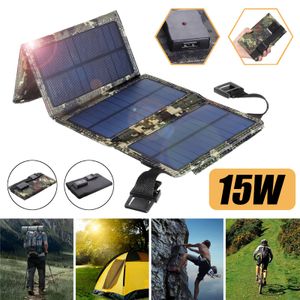 Faltbare Solarpanel, 15W Tragbares Solar Ladegerät Wasserdicht Solar Panel 2 USB Smart Charging für Smartphones, AirPods, Tablets, Kamera, Powerbank, Camping, Reise