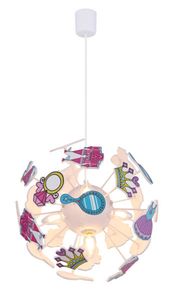 Globo Lighting Hängeleuchte Kunststoff weiß, Kunststoff bunt, Kugel mit  Krone, Kleid, Spiegel etc. , ø: 350mm, H: 1200mm, exkl. 4x E14 40W 230V