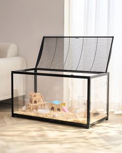 VEVOR Hamsterkäfig, 360° Sicht Transparenter Hamsterlebensraum Kleintierkäfig, 96x47x55cm, Mäusekäfig, Tragbares Hamsterhaus für Mäuse, Meerschweinchen