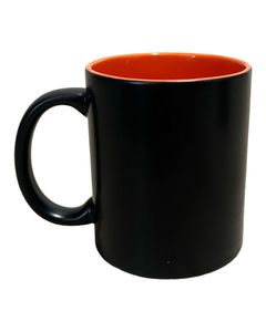 1 Stk. Zaubertasse in Schwarz-Matt, farbige Innenseite "Orange"