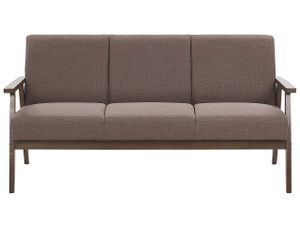 BELIANI Sofa Braun Polsterbezug 3-Sitzer Retro Stil mit Holzbeinen Federkern Diele Wohnzimmer Salon Möbel Wohnecke Sitzecke