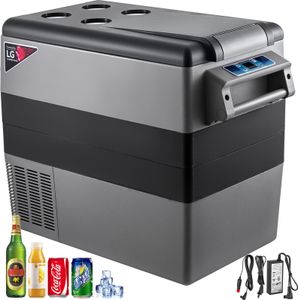 SucceBuy autochladnička, 55 l, kompresor, prenosná mini mraznička, elektrická chladnička do auta, kamiónu, karavanu, lode, na cesty, do prírody, na domáce použitie, 12/24 V DC a 110-240 V AC, strieborná