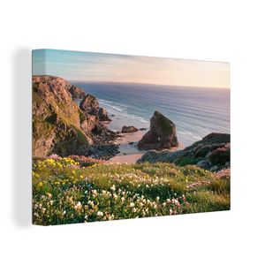 OneMillionCanvasses® - Leinwandbilder - 120x80 cm, Sonnenaufgang entlang der Steilküste in Cornwall, England, Wandbilder Kunstdruck Wanddekoration - Foto auf Leinwand - Gemälde auf - Wanddekorationen - Wohnzimmer