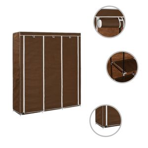 vidaXL Kleiderschrank mit Fächern und Stangen Braun 150x45x175cm Stoff