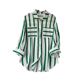 Damen Hemden Mittlere Länge Tops Elegantes Tunika Shirt Lose Button Down Bluse Business Grün,Größe:XL