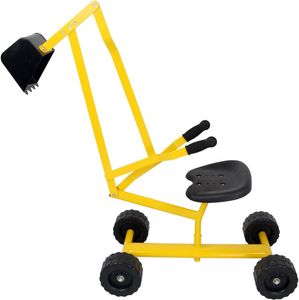 COSTWAY Sitzbagger, Kinderbagger zum Aufsitzen aus Metall, Sandbagger mit Schaufel für Kinder ab 3 Jahren (Gelb)