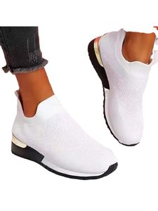 Damen Turnschuhe Mesh Sneaker Mode Stoff Socken Schuhe Outdoor-Schuhe,Farbe:Weiß,Größe:42