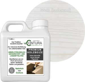 Contura 1 Liter Holzbeize Wasserbeize Möbel Farbe - Weiß lasierend