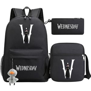 sada 3 brašen studentské neformální školní tašky + taška přes rameno + taška na tužky wednesday addams