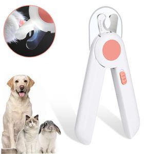 LED Krallenschere für Hunde, Krallenschere mit Nagelfeile für Katzen für Haustiere Kleintiere Krallenpflege, Rosa