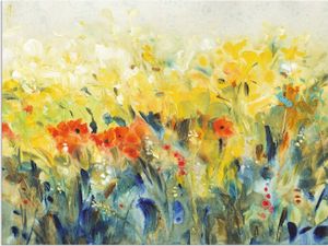 ARTland Wandbild Alu für Innen & Outdoor Schwingende Blumen II Größe: 40x30 cm