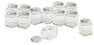 12 Gläser mit Schraubdeckel, eckig, VBS Großhandelspackung