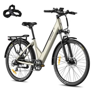 City E-bike FAFREES 250W 27,5 Zoll IP54 Akku 36V 14,5Ah, 25km/h Shimano 7S, City Elektrofahrrad 3,5 Zoll LCD Display mit App, Gold