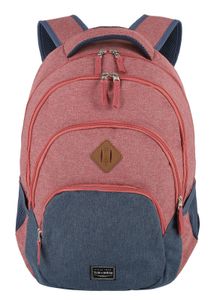 Travelite Basics Rucksack mit Laptopfach Schulrucksack Daypack Backpack, Farbe:Rot Marine