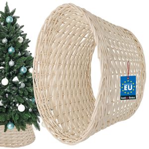 KOTARBAU® Stojak na choinke z wierzby Ř 50 cm bielony Stojak na choinke z rattanu naturalny Kosz na choinke Pokrowiec na stojak na choinke dekoracja podstawa stojaka na choinke