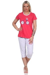 Damen Capri Pyjama, Schlafanzug mit Front-Print und Punkten - 112 204 10 736