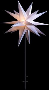 Sterntaler Dekostern | Weihnachtsstern Kunststoff | 18-Zacker mit Ständer | 55cm | Außen | LED | Netzstecker, Farbe:weiß