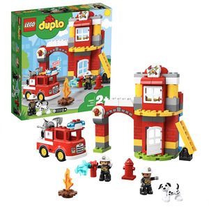 LEGO 10903 DUPLO Feuerwehrwache mit Feuerwehrauto und Feuerwehrmann-Figuren, Motorikspielzeug, Feuerwehr Spielzeug für Kleinkinder, Licht & Geräusche