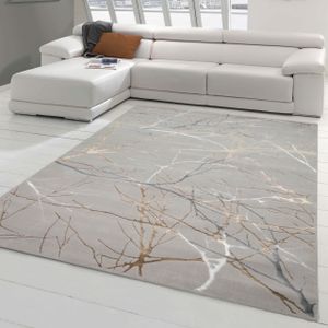 Designer Teppich mit abstraktem glänzenden Ästemuster gold Größe - 200 x 290 cm