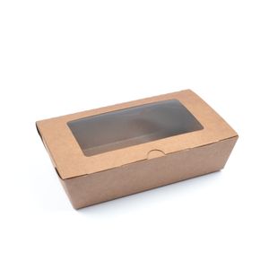 250 Stück Fastfoodboxen mit Fenster (Größe M), (180×100×50 mm), kraft Foodbox Lunchbox Snackbox Take Away Box