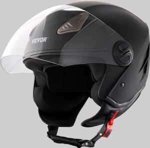 VEVOR Motorradhelm Motocross-Helme 3/4 Gesicht Größe XL, Helme aus ABS mit Bluetooth-Schlitz & Wechselglas, DOT-er bequemer Motocross-Helm, für Jugendliche & Erwachsene schwarz