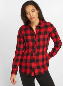 Dámská košile Urban Classics Ladies Turnup Checked Flanell Shirt blk/red - M