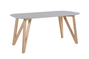 SalesFever Esstisch skandinavisches Design | Gestell Holz massive Eiche | Tischplatte MDF grau lackiert | 120x80x76 cm
