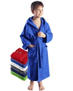 Arus Bademantel mit Kapuze für Kinder, Farbe:Royalblau, Größe:164