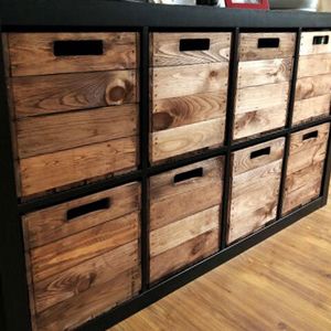 4er set Holzkiste Holzbox Vintage Ocker passend für Ikea Kallax und Expeditregale
