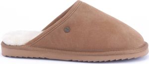 Warmbat Hausschuh Classic Uni Pantoffel Suede Cognac aus Merino-Schafwolle