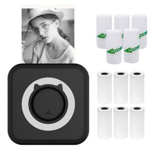 All in One Fotodrucker Bluetooth Thermodrucker für Smartphone, mit 6 Thermopapierrollen und 5 selbstklebenden Papierrollen, 57 mm, kompatibel mit iOS und Android