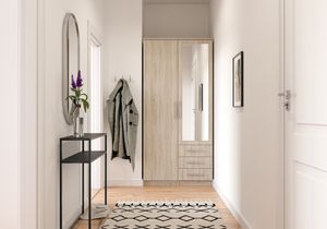 Kleiderschrank Schrank Garderobe Spiegel Szantal 2D (Sonoma/Sonoma) + Spiegel