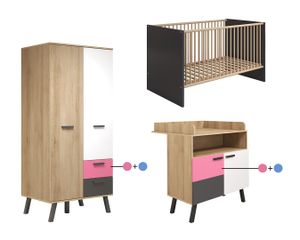 trendteam Babyzimmerset Gitterbett Kinderbett Wickeltisch Kleiderschrank Kommode