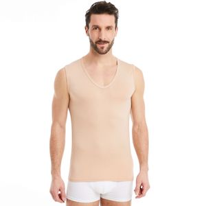 FINN Design Herren Unterhemd Ärmellos mit V-Ausschnitt, Nude / L