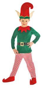 Weihnachtself Wichtel Zwergen Kostüm für Kinder | Grün Rot Größe: 116